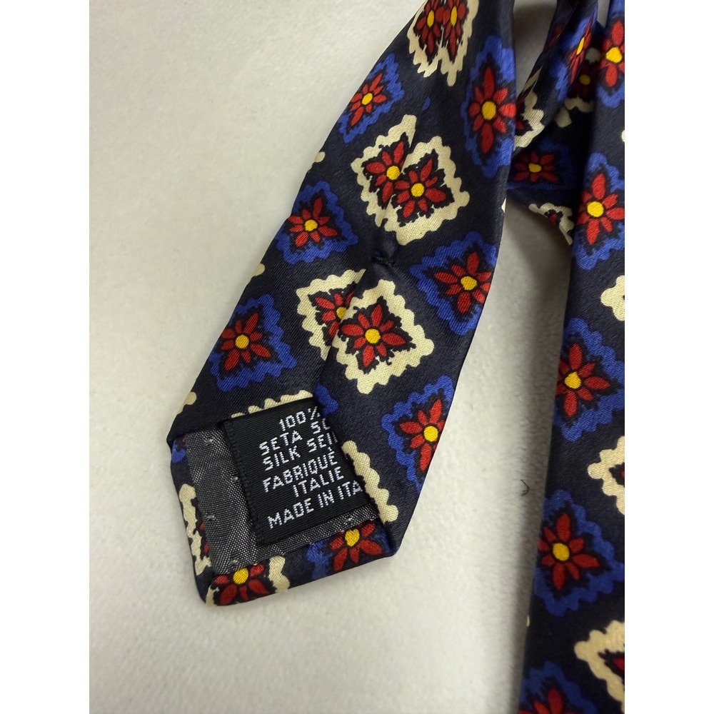 Gianfranco Ferre Silk Tie Blue Italy EUC Geometric Baroque Luxury Vintage - Picture 2 of 4